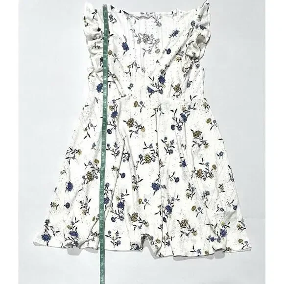 Springfield Womens Summer Dress White Floral Sleeveless Ruffles Short Size XL - Picture 8 of 10